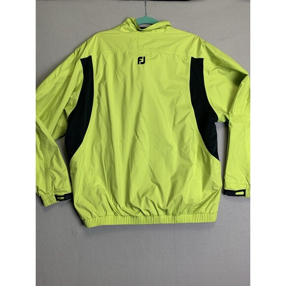Footjoy Dryjoys Jacket Mens Large Neon Yellow Rain Windbreaker 1/4 Zip Pullover - Picture 2 of 8